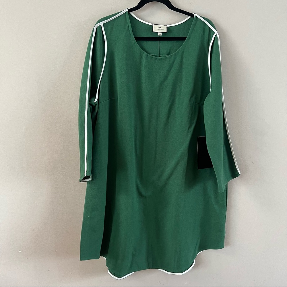 Tuckernuck Seamed shift mini dress Ladies Size xxxl Green white stripe - Picture 2 of 8